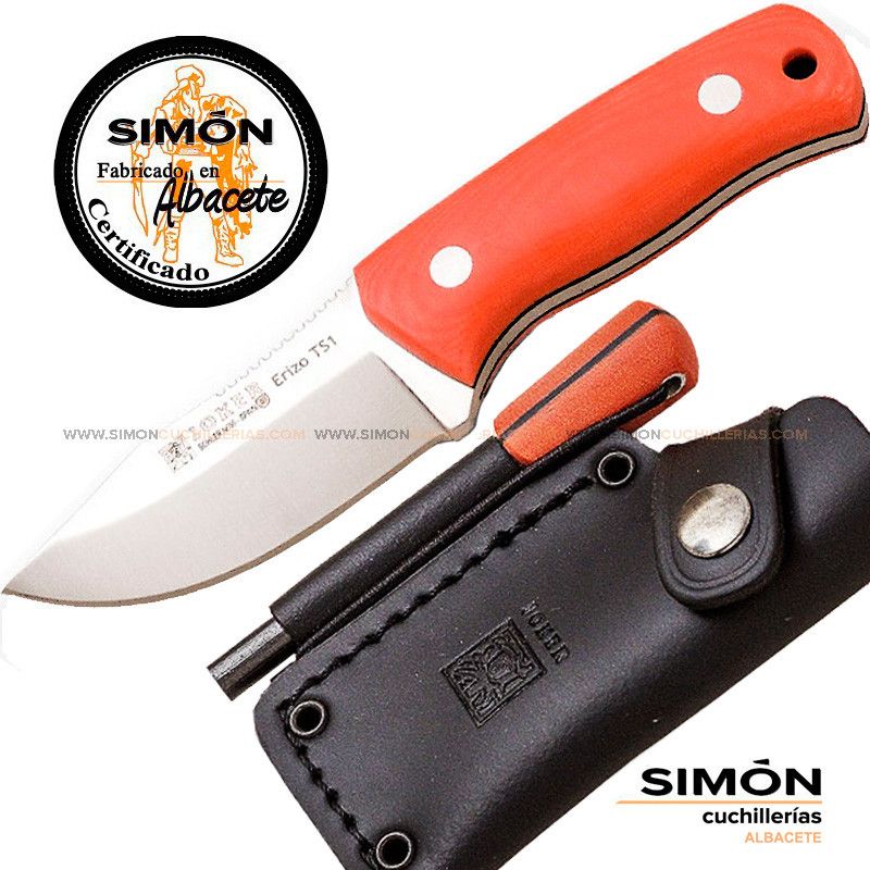 Cuchillo Bushcraft JOKER "Erizo TS1" Micarta Naranja Clásico + Ferrocerio 075266