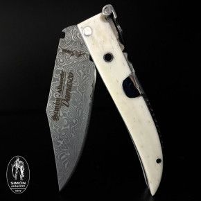 Navaja Clasica Albacete  S.XX "Damasco" 6,5cm SIMÓN Hueso 011040