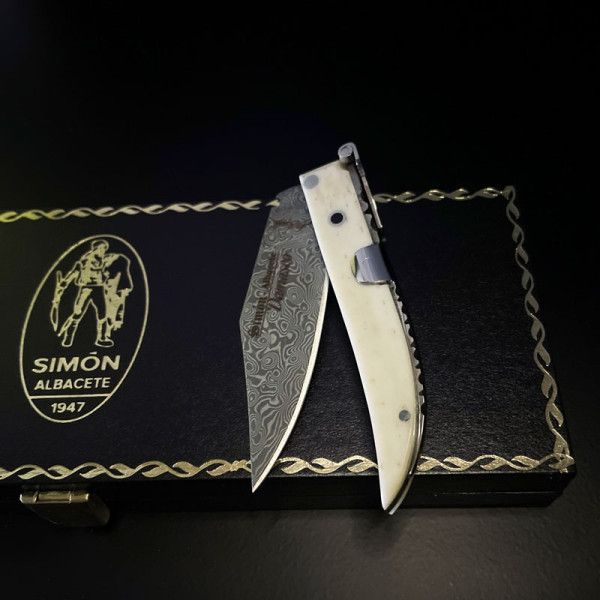 Navaja Clasica Albacete  S.XX "Damasco" 6,5cm SIMÓN Hueso 011040