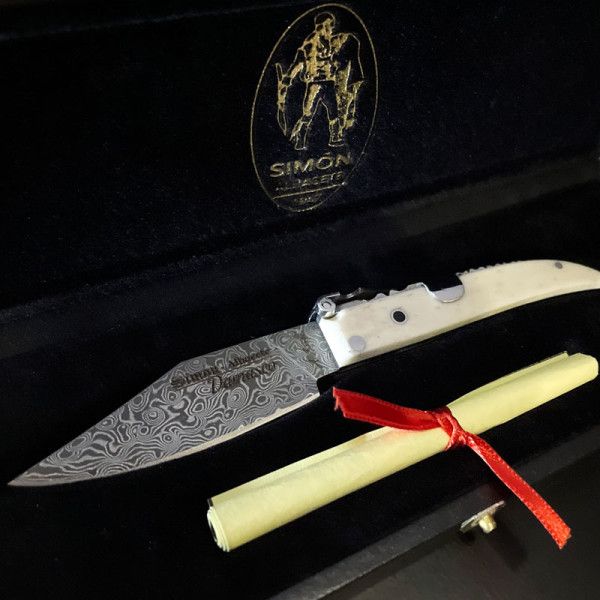 Navaja Clasica Albacete  S.XX "Damasco" 6,5cm SIMÓN Hueso 011040