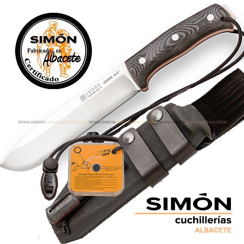 Cuchillo Bushcraft JOKER "Nomad 6,5" Micarta Canvas Clásico + Ferrocerio KYDEX cm137-f 075297
