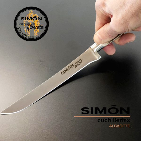 Cuchillo Jamonero Corto SIMÓN "Chef" Asta de Toro 17cm 6,5" 011038