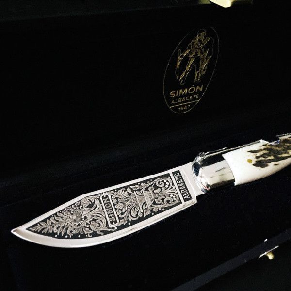 SIMÓN "Royal" Acid Engraved 20th Deer Albacete Shepherd Knife 007018