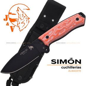 J&V "Chacal Black Version" Orange Micarta Knife 1336-M2-NEG-COR 192016