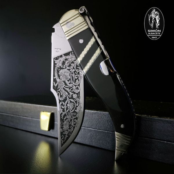 SIMÓN 20th "Floral" Acid Engraved Albacete Classic Knife 011042