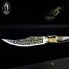 SIMÓN "Soi Defensora de mi Amo" 24K GOLD Acid Engraved 19th Bull Albacete Antique Knife 007024