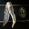 Navaja Clásica Albacete S.XX "Floral" Ciervo SIMÓN Grabado Aguafuerte ORO 24K 007016