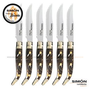 Estuche 6 Cuchillos Mesa SIMÓN "Navaja" Toro Sintético Sierra 123078