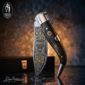 SIMÓN "Albacete Coat of Arms" 24K GOLD Acid Engraved 20th Albacete Shepherd Knife 007013