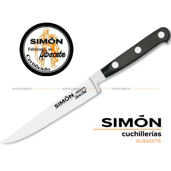 Estuche 6 Cuchillos Mesa SIMÓN Chef POM Filo Liso Albacete Carne Chuleton Argentino 003526